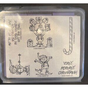 Stampin Up! 2000 Santa's Helpers Wood Mounted Rubber Stamp Set Christmas